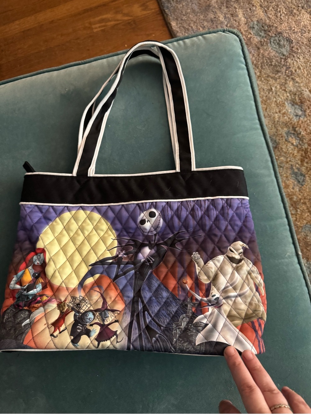 The Nightmare Before Christmas Quilted Tote Bag - Purple and Black